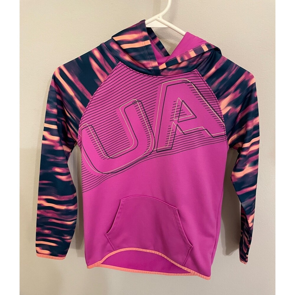 Under Armour UA Girl Magenta Hooded Sweatshirt Hoodie, Size Youth Medium